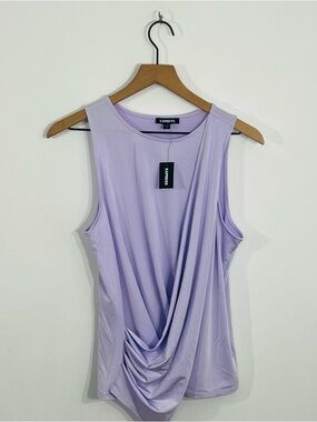 Express Asymmetrical Wrap Style Sleeveless Light Purple Blouse Size Medium